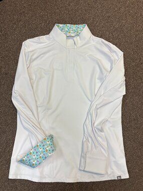 R.J. Classics Women's Tori Long Sleeve White English Show Shirt - Llama Print
